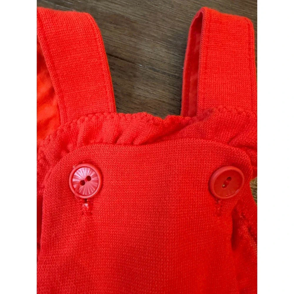 Carter's Knit Overalls Kids 12 Months Red Vintage Ruffle Snap Inseam USA Made
